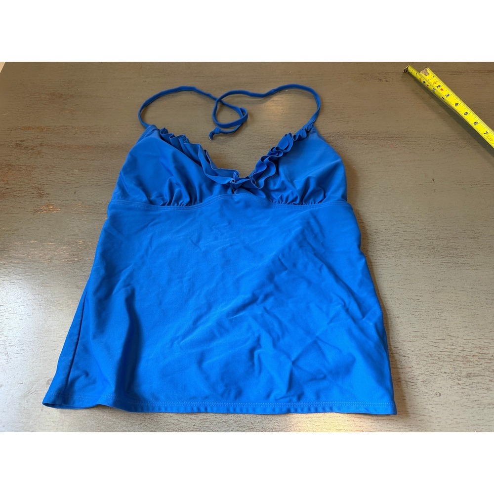 Old Navy Womens Blue Ruffle Halter Tankini Swim Top Size Large